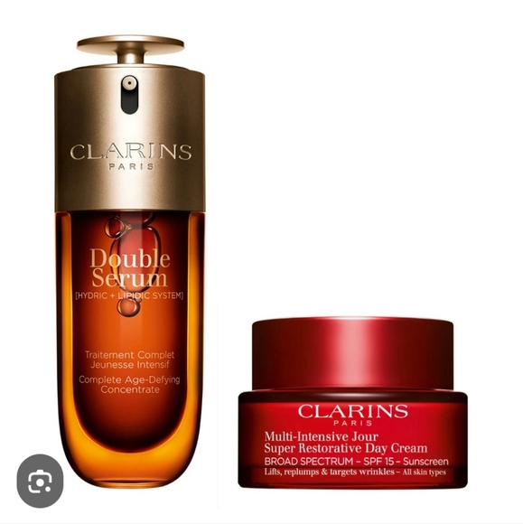3X Clarins SUPER RESTORATIVE DAY CREAM 2ml + DOUBLE SERUM 0.9ml Travel Packs - Picture 3 of 8